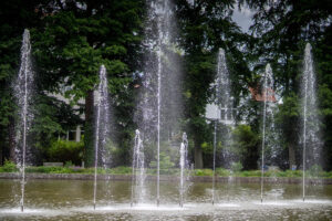 Foto von den Fontänen beim Gradierwerk Bad Schmiedeberg